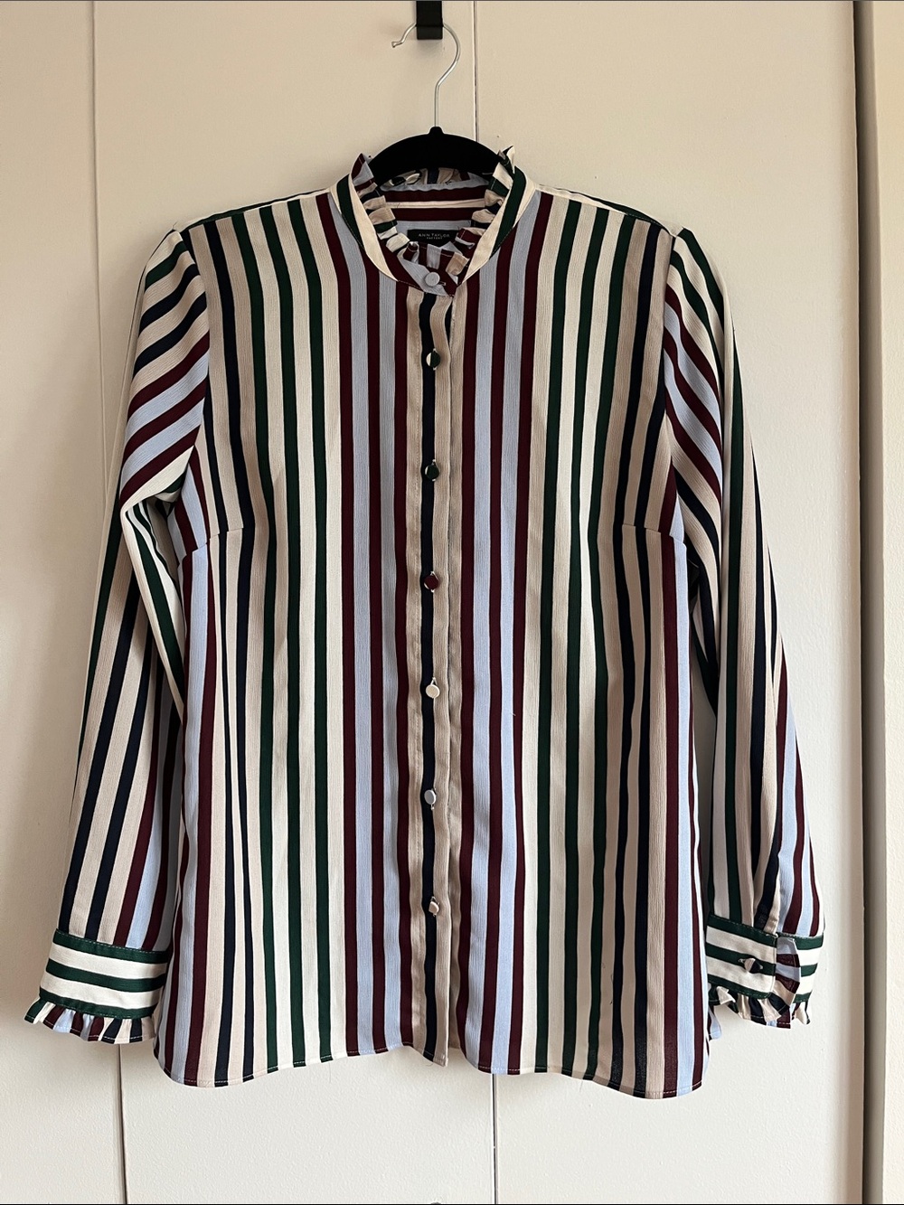 Ann Taylor Factory striped ruffle blouse
